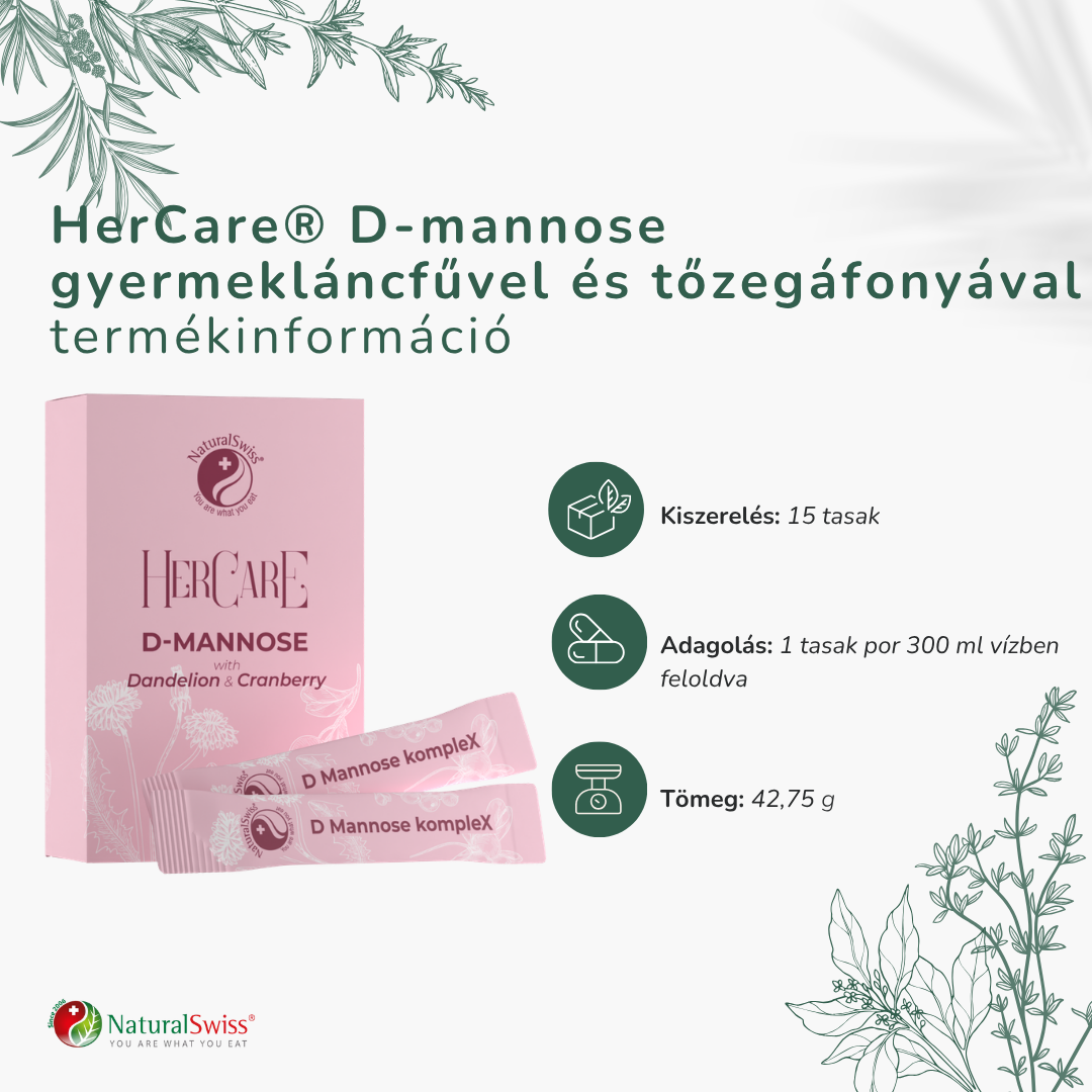 HerCare® D-mannose ​gyermekláncfűvel és tőzegáfonyával - Image 2